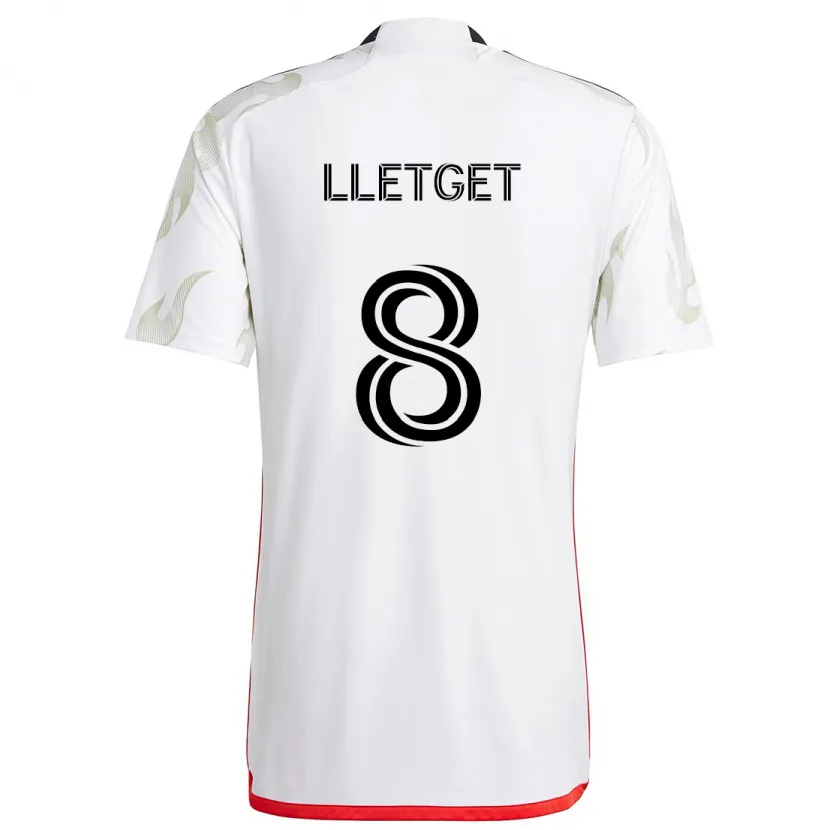 Danxen Men Sebastian Lletget #8 White Red Black Away Jersey 2024/25 T-Shirt