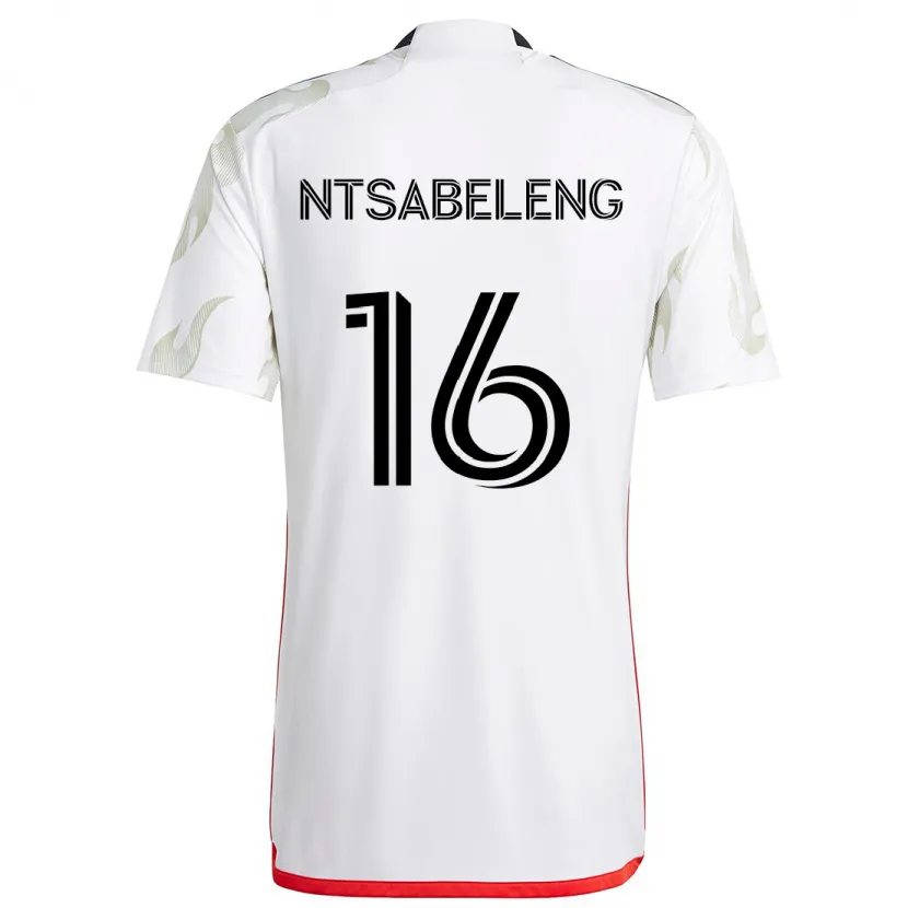 Danxen Men Tsiki Ntsabeleng #16 White Red Black Away Jersey 2024/25 T-Shirt