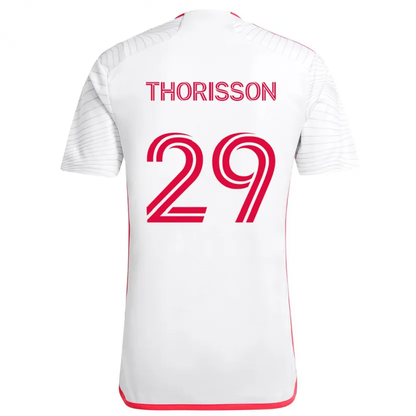 Danxen Men Nökkvi Thórisson #29 White Red Away Jersey 2024/25 T-Shirt