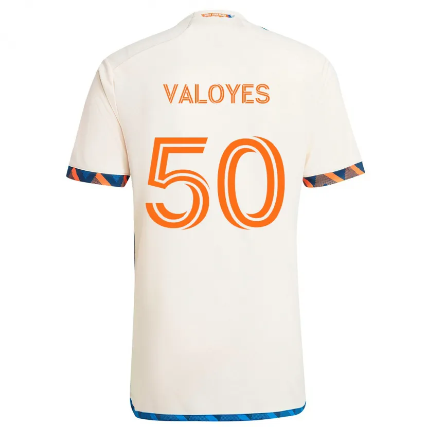 Danxen Men Yeiner Valoyes #50 White Orange Away Jersey 2024/25 T-Shirt