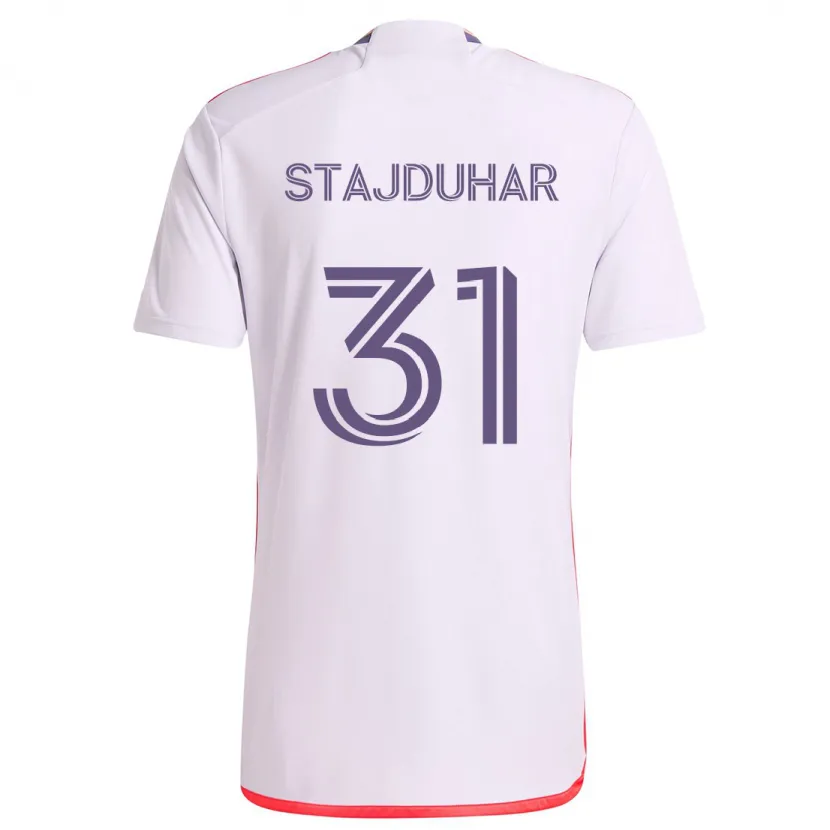 Danxen Men Mason Stajduhar #31 White Red Purple Away Jersey 2024/25 T-Shirt