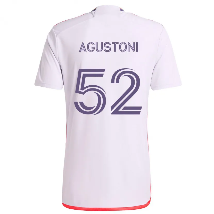 Danxen Men Gonzalo Agustoni #52 White Red Purple Away Jersey 2024/25 T-Shirt