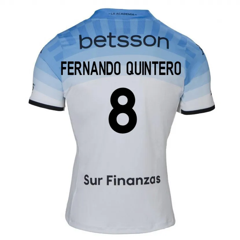 Danxen Men Juan Fernando Quintero #8 White Blue Black Away Jersey 2024/25 T-Shirt