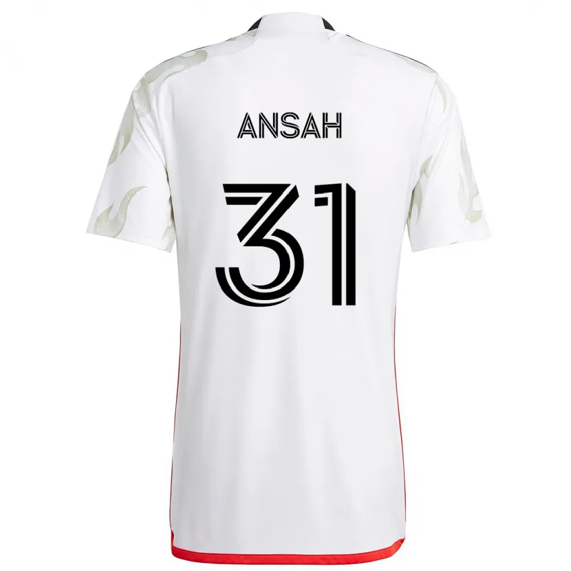 Danxen Women Eugene Ansah #31 White Red Black Away Jersey 2024/25 T-Shirt