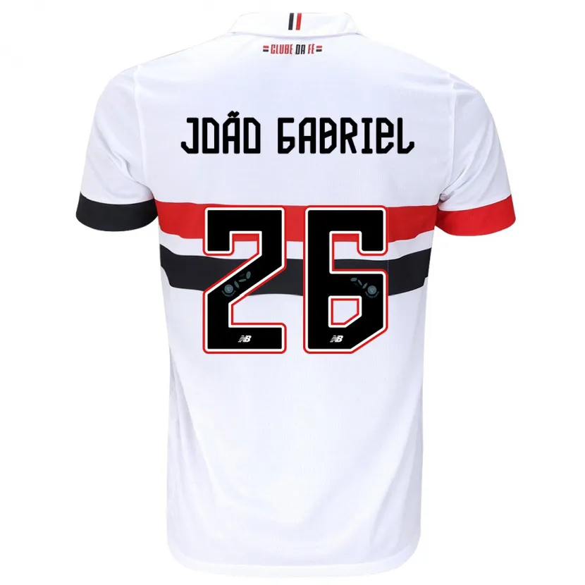 Danxen Kid João Gabriel #26 White Red Black Home Jersey 2024/25 T-Shirt