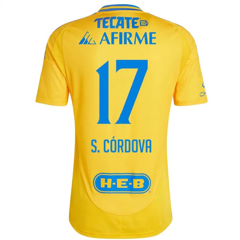 Danxen Kid Sebastián Córdova #17 Gold Yellow Home Jersey 2024/25 T-Shirt