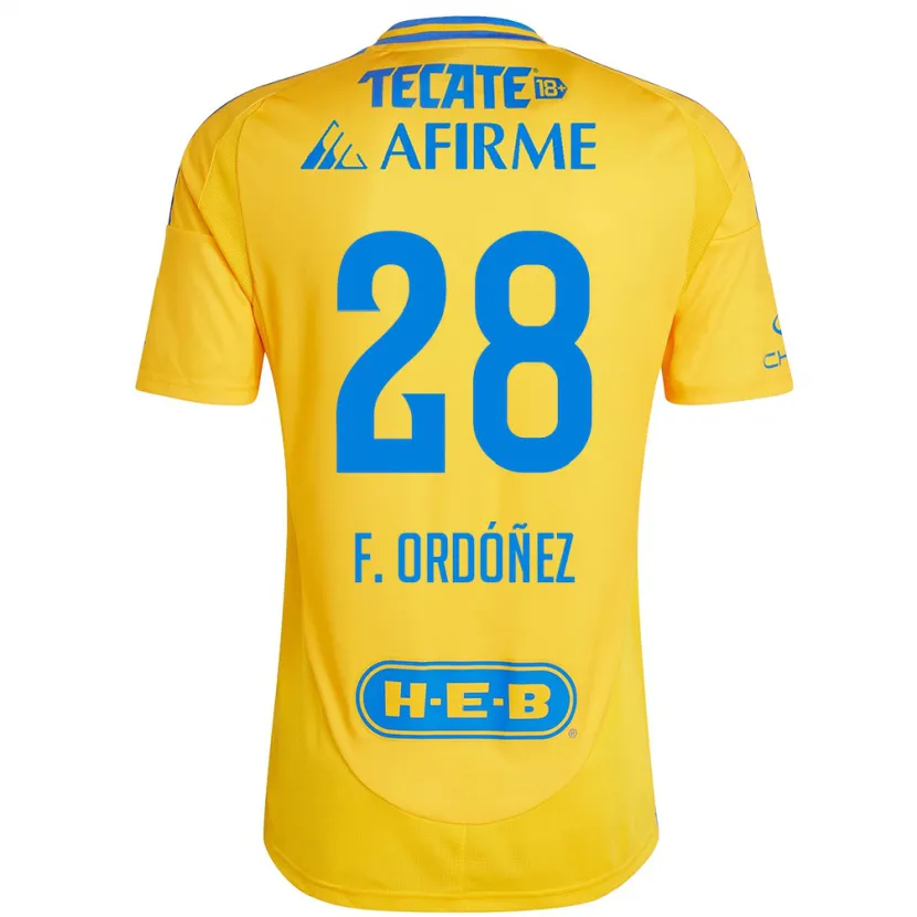 Danxen Kid Fernando Ordóñez #28 Gold Yellow Home Jersey 2024/25 T-Shirt