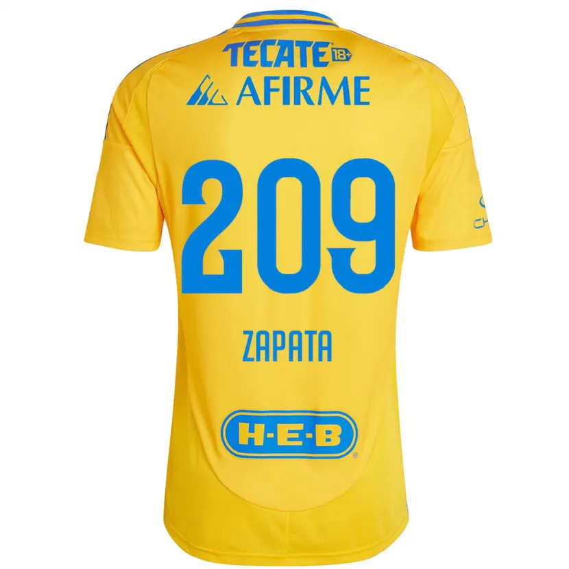 Danxen Kid Jorge Zapata #209 Gold Yellow Home Jersey 2024/25 T-Shirt