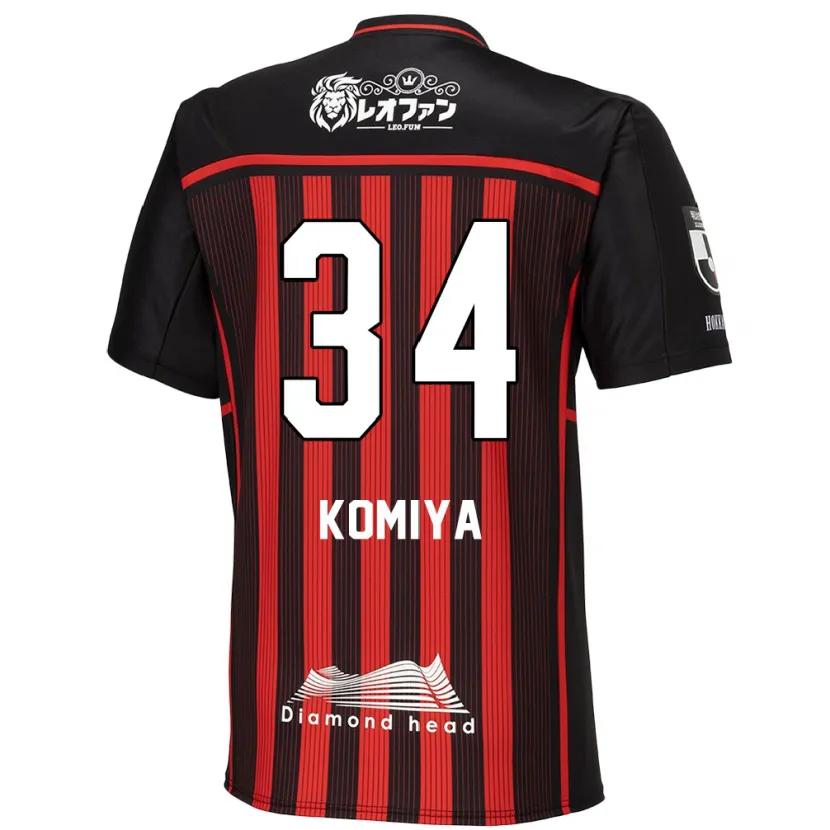 Danxen Kid Masaki Komiya #34 Red Black Home Jersey 2024/25 T-Shirt