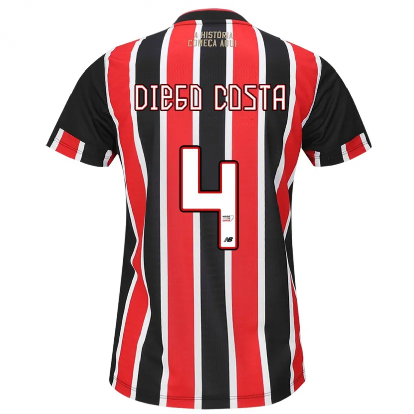 Danxen Kid Diego Costa #4 Black Red White Away Jersey 2024/25 T-Shirt