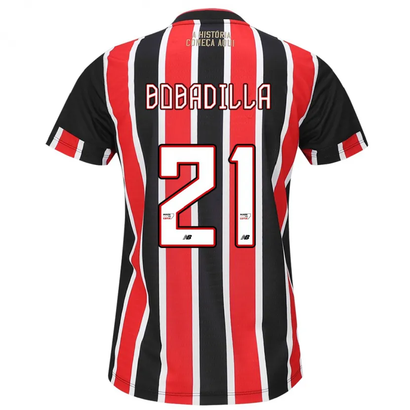 Danxen Kid Damián Bobadilla #21 Black Red White Away Jersey 2024/25 T-Shirt