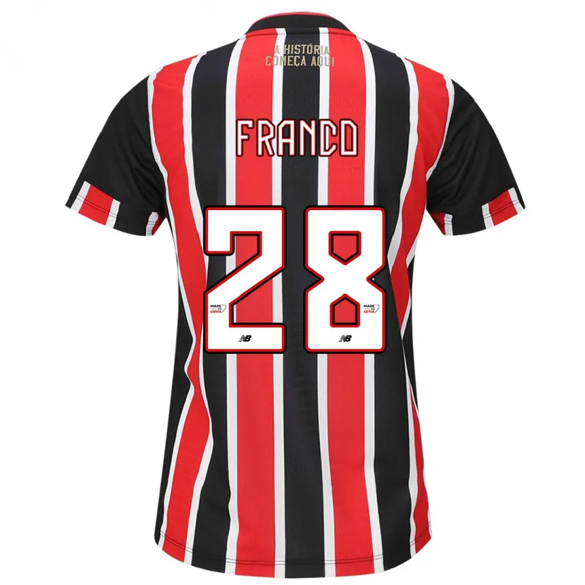 Danxen Kid Alan Franco #28 Black Red White Away Jersey 2024/25 T-Shirt