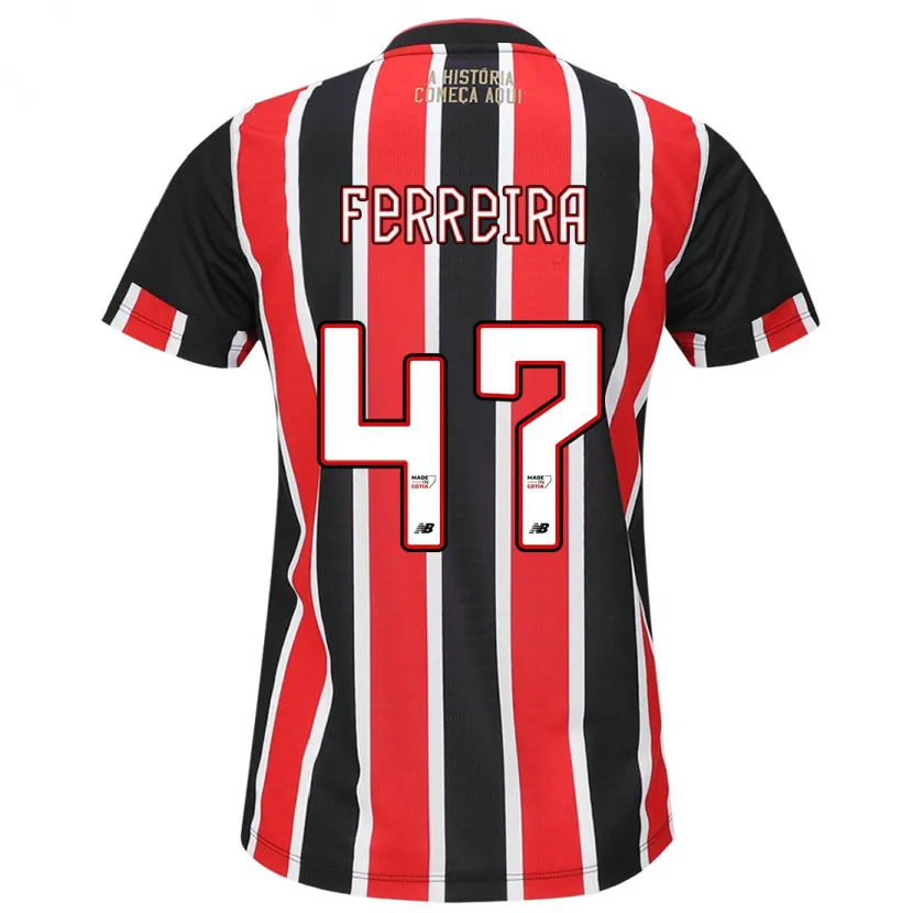 Danxen Kid Ferreirinha #47 Black Red White Away Jersey 2024/25 T-Shirt