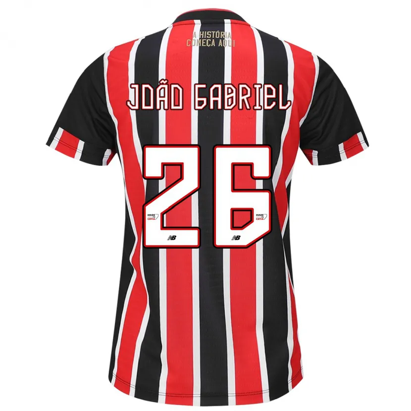 Danxen Kid João Gabriel #26 Black Red White Away Jersey 2024/25 T-Shirt