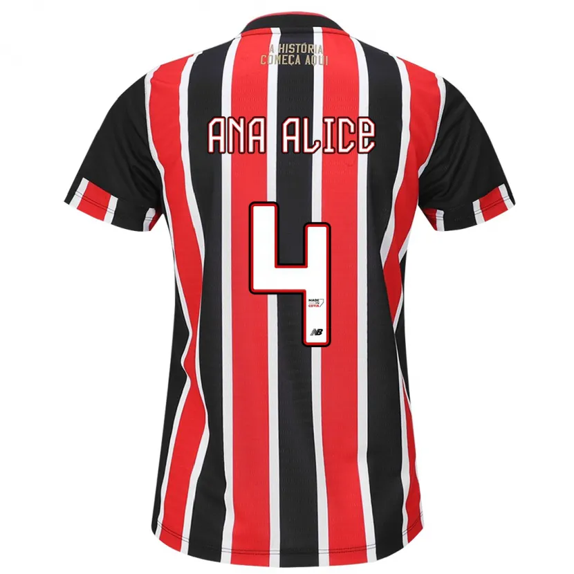 Danxen Kid Ana Alice Luciano Da Silva #4 Black Red White Away Jersey 2024/25 T-Shirt