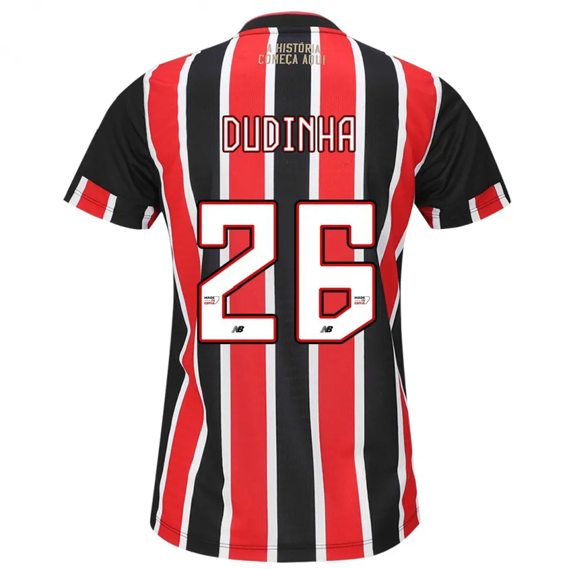 Danxen Kid Dudinha #26 Black Red White Away Jersey 2024/25 T-Shirt