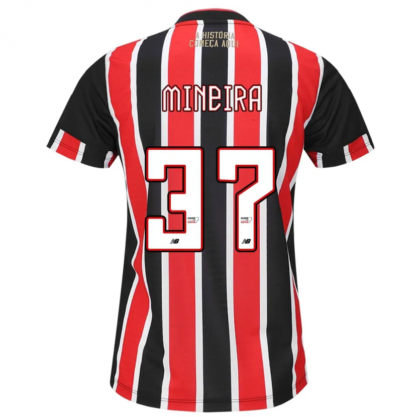 Danxen Kid Rafa Mineira #37 Black Red White Away Jersey 2024/25 T-Shirt