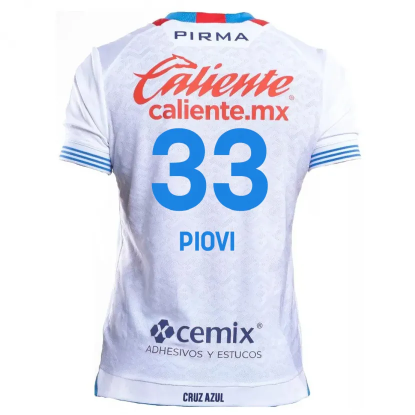 Danxen Kid Gonzalo Piovi #33 White Blue Away Jersey 2024/25 T-Shirt