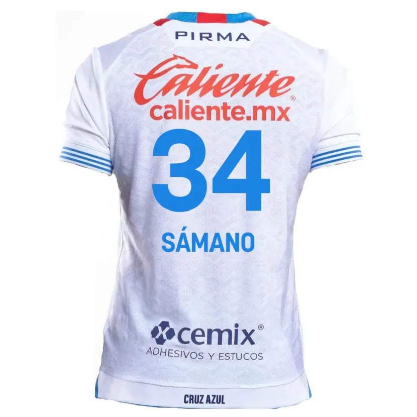 Danxen Kid Leonardo Sámano #34 White Blue Away Jersey 2024/25 T-Shirt