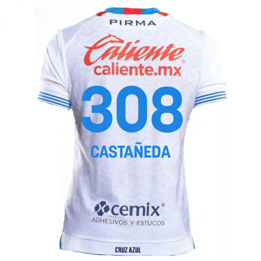 Danxen Kid Emiliano Castañeda #308 White Blue Away Jersey 2024/25 T-Shirt