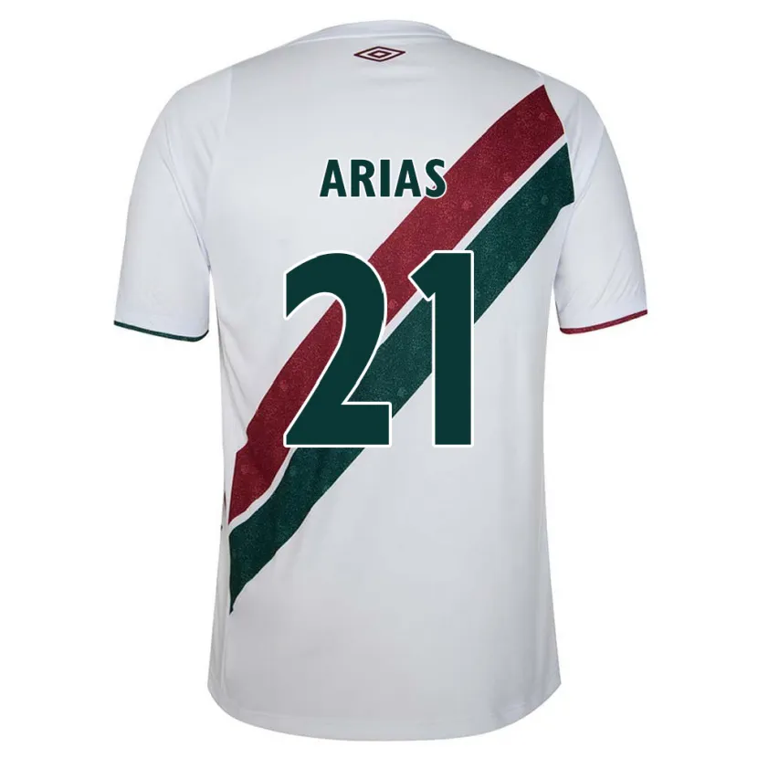 Danxen Kid Jhon Arias #21 White Green Maroon Away Jersey 2024/25 T-Shirt