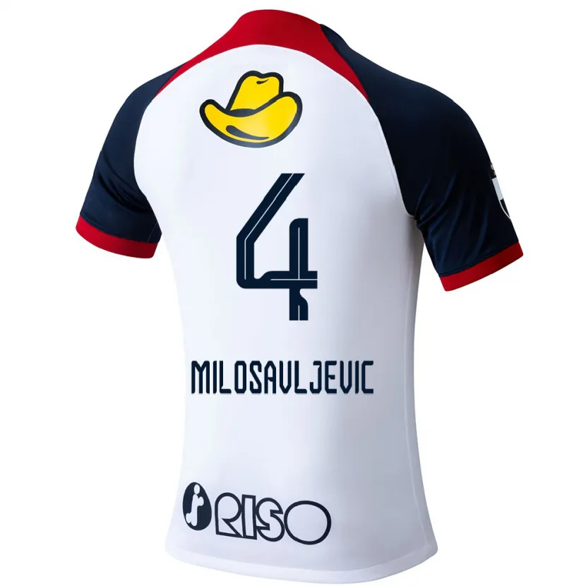 Danxen Kid Radomir Milosavljevic #4 White Blue Red Away Jersey 2024/25 T-Shirt