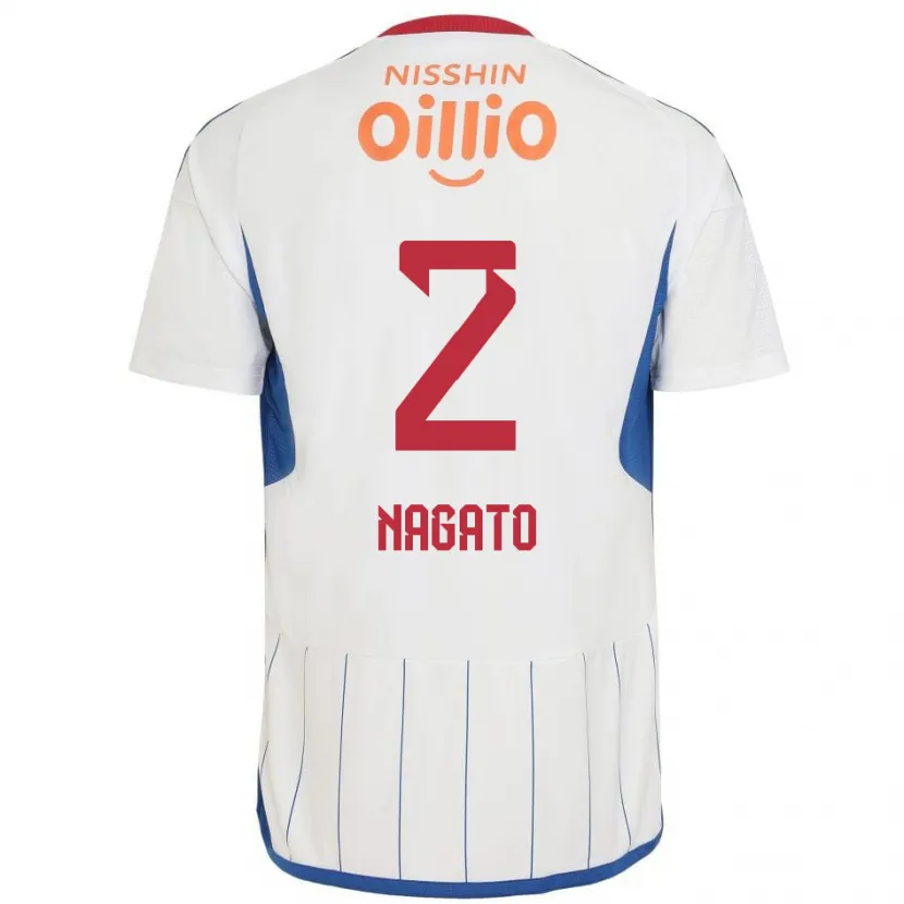 Danxen Kid Katsuya Nagato #2 White Blue Red Away Jersey 2024/25 T-Shirt