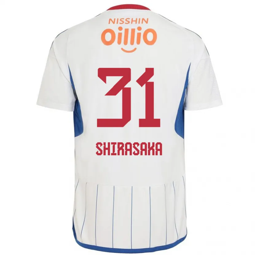 Danxen Kid Fuma Shirasaka #31 White Blue Red Away Jersey 2024/25 T-Shirt