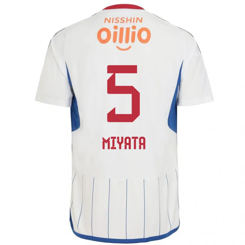 Danxen Kid Haru Miyata #5 White Blue Red Away Jersey 2024/25 T-Shirt