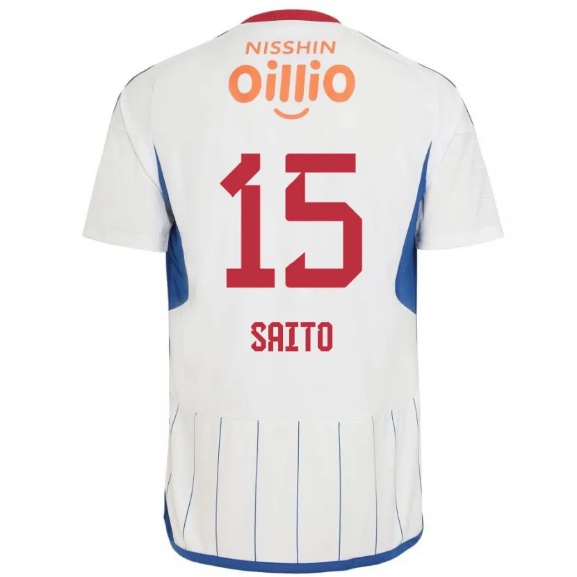 Danxen Kid Haru Saito #15 White Blue Red Away Jersey 2024/25 T-Shirt