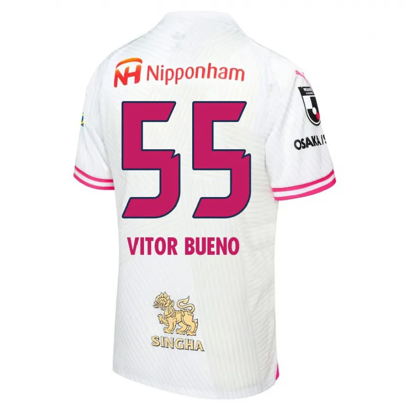 Danxen Kid Vitor Bueno #55 White Pink Away Jersey 2024/25 T-Shirt