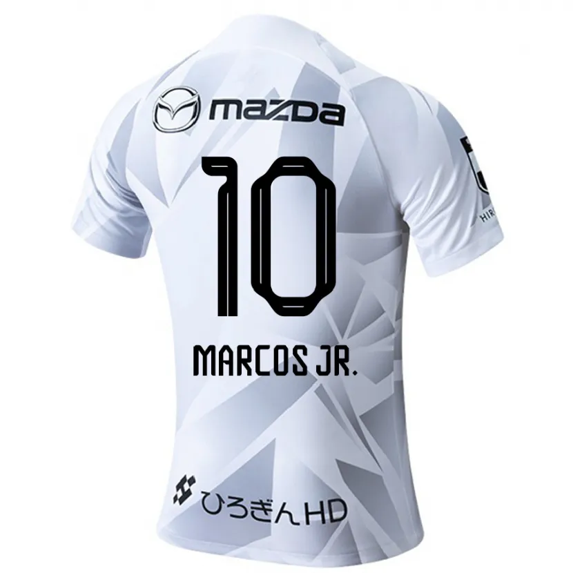 Danxen Kid Marcos Júnior #10 White Grey Black Away Jersey 2024/25 T-Shirt