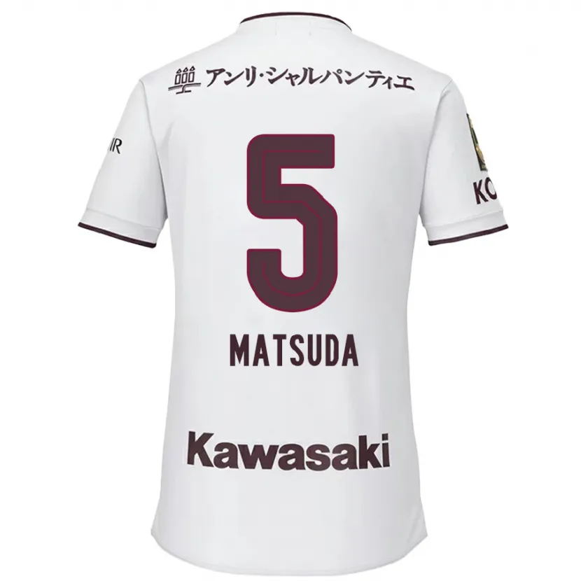 Danxen Kid Shido Matsuda #5 White Red Away Jersey 2024/25 T-Shirt