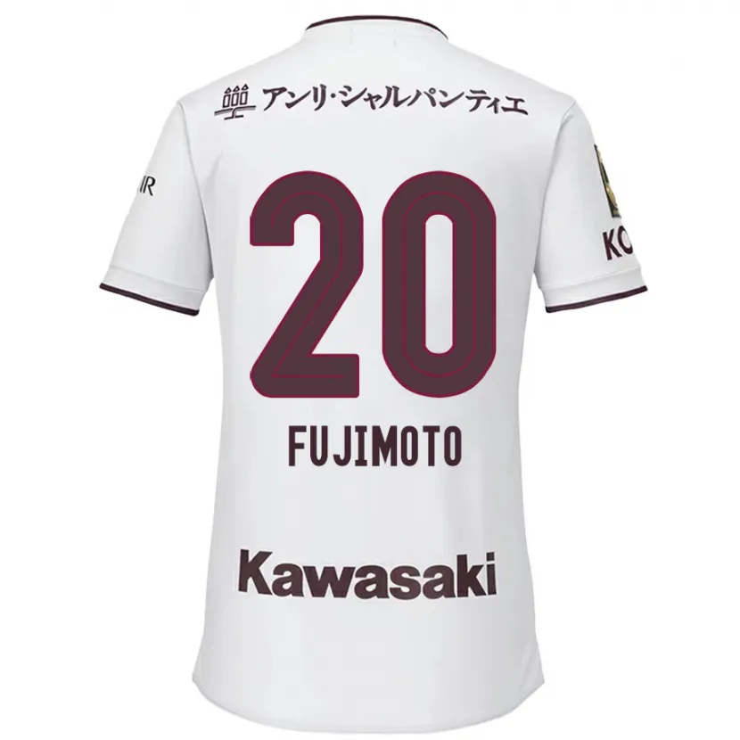 Danxen Kid Riku Fujimoto #20 White Red Away Jersey 2024/25 T-Shirt