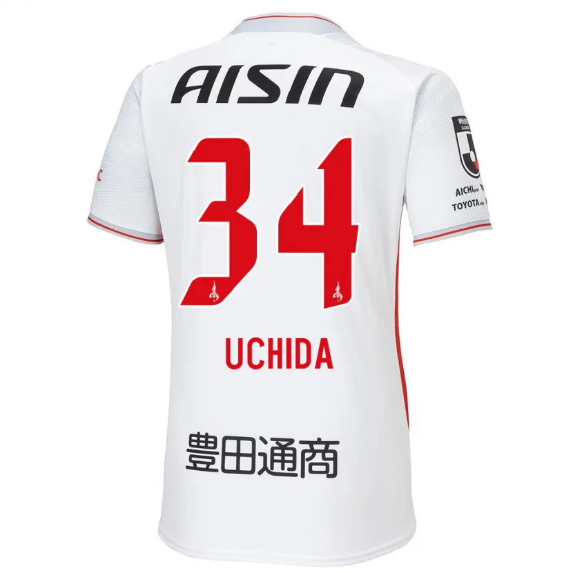 Danxen Kid Takuya Uchida #34 White Yellow Red Away Jersey 2024/25 T-Shirt