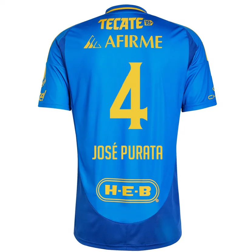 Danxen Kid Juan José Purata #4 Blue Yellow Away Jersey 2024/25 T-Shirt