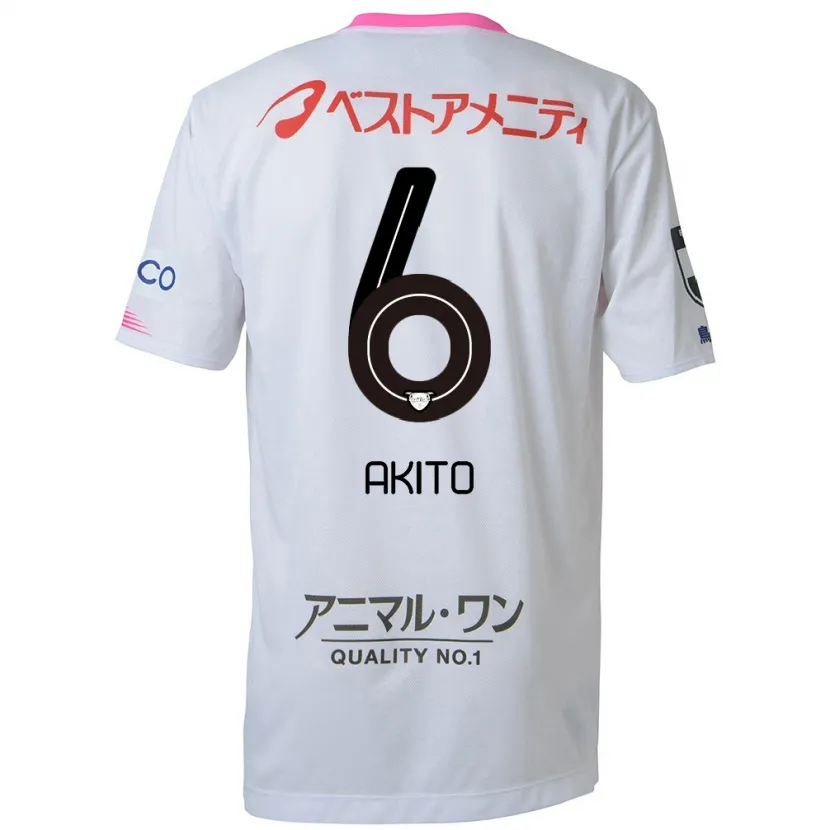 Danxen Kid Akito Fukuta #6 White Blue Pink Away Jersey 2024/25 T-Shirt