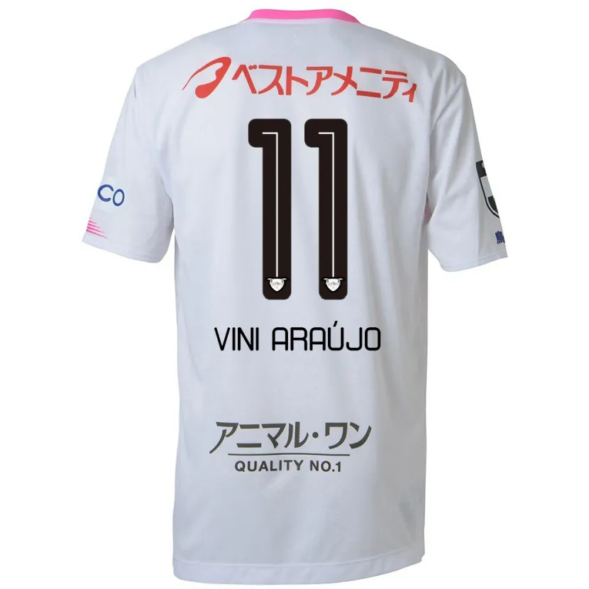 Danxen Kid Vinícius Araújo #11 White Blue Pink Away Jersey 2024/25 T-Shirt