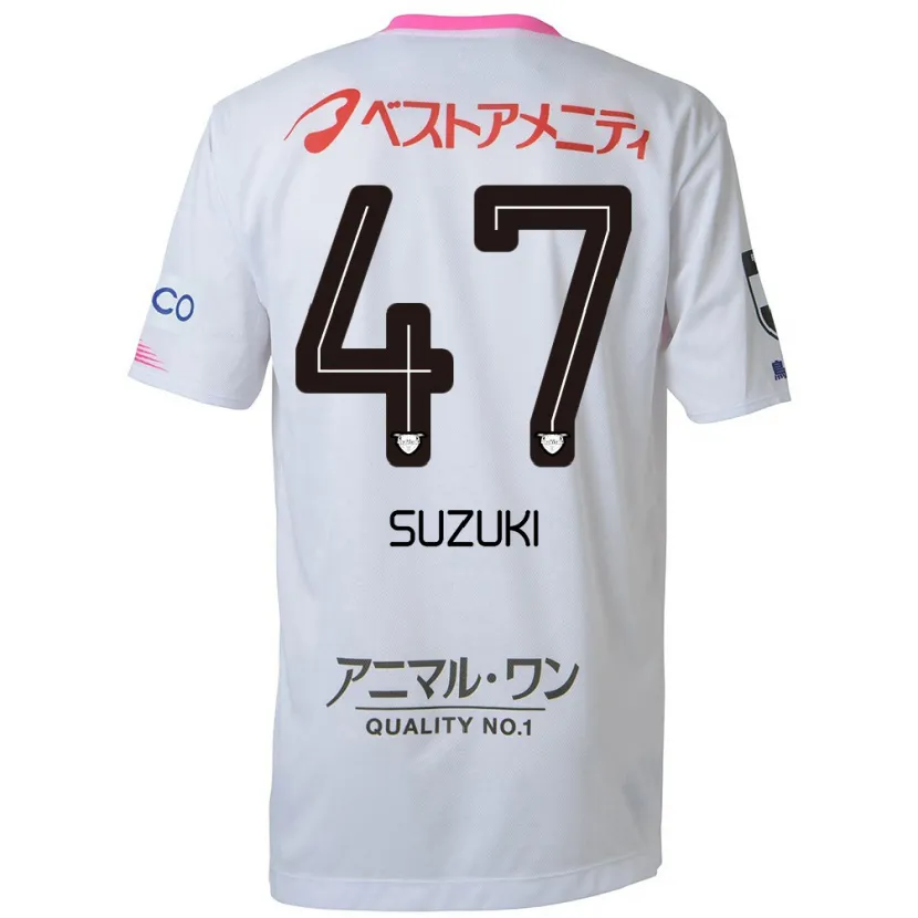 Danxen Kid Daichi Suzuki #47 White Blue Pink Away Jersey 2024/25 T-Shirt