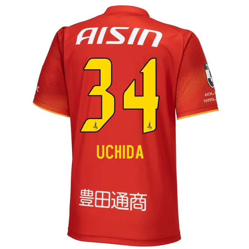 Danxen Men Takuya Uchida #34 Red White Yellow Home Jersey 2024/25 T-Shirt