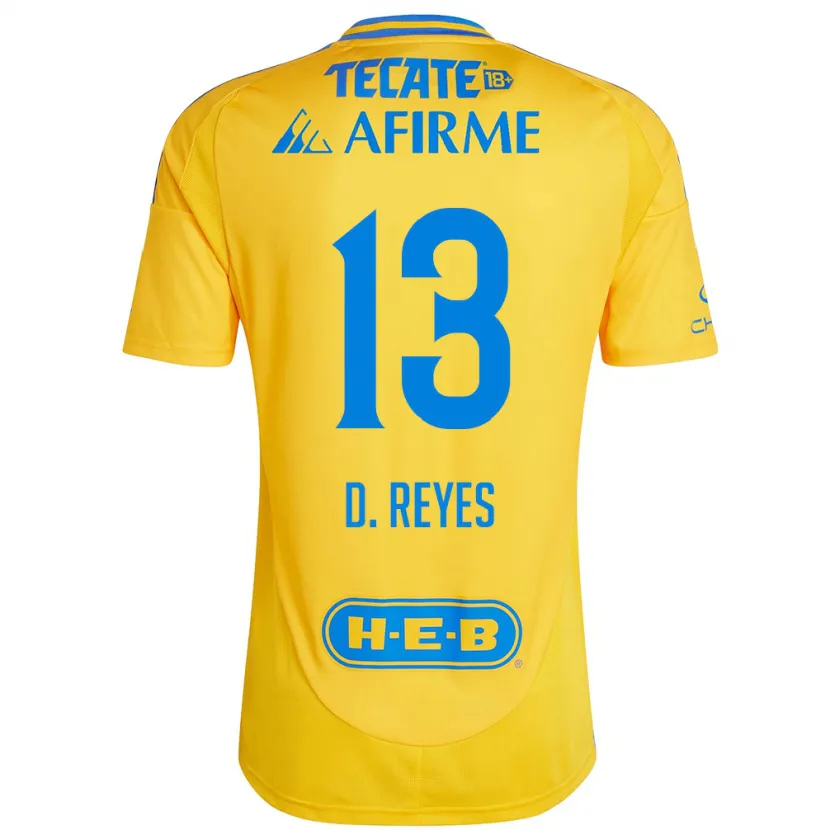 Danxen Men Diego Reyes #13 Gold Yellow Home Jersey 2024/25 T-Shirt