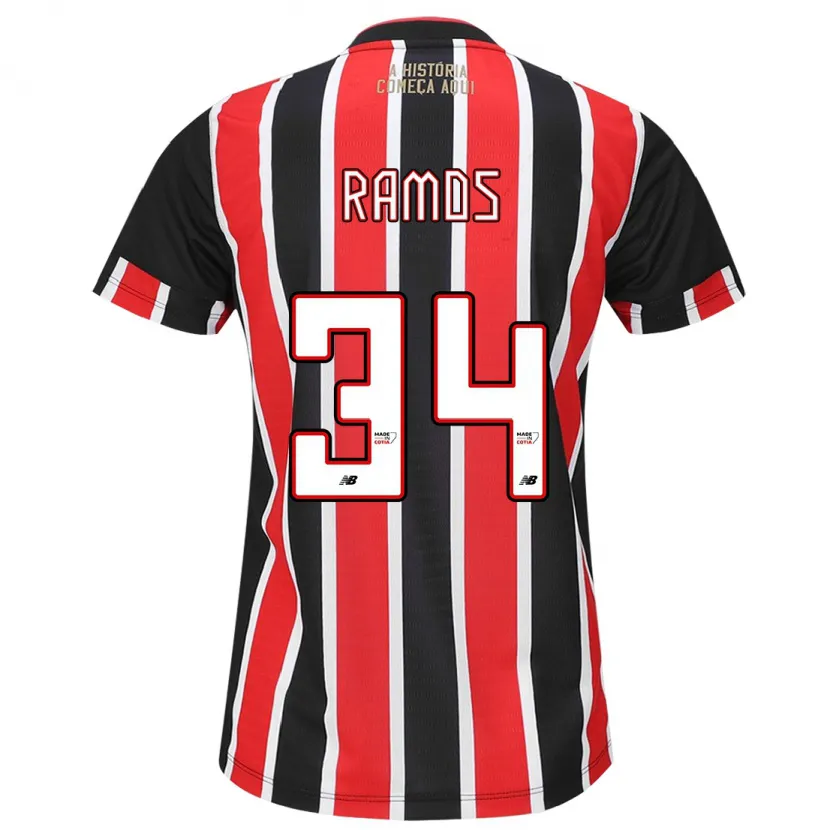 Danxen Men Raí Ramos #34 Black Red White Away Jersey 2024/25 T-Shirt