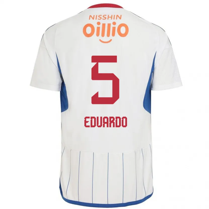 Danxen Men Eduardo #5 White Blue Red Away Jersey 2024/25 T-Shirt