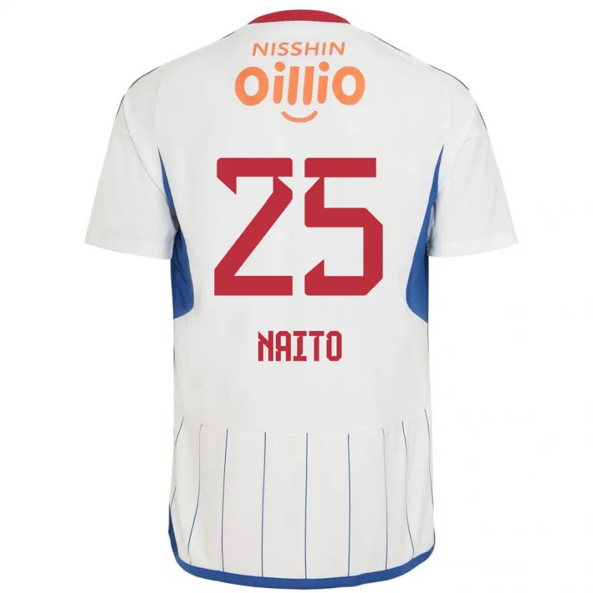 Danxen Men Kiyomu Naito #25 White Blue Red Away Jersey 2024/25 T-Shirt