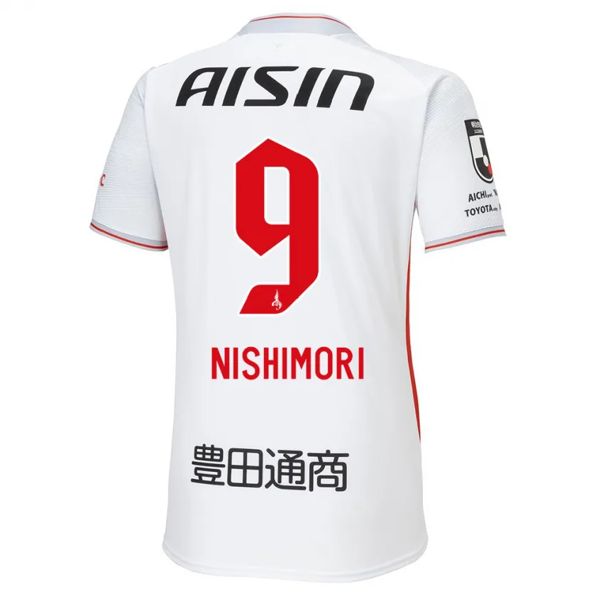 Danxen Men Naoto Nishimori #9 White Yellow Red Away Jersey 2024/25 T-Shirt