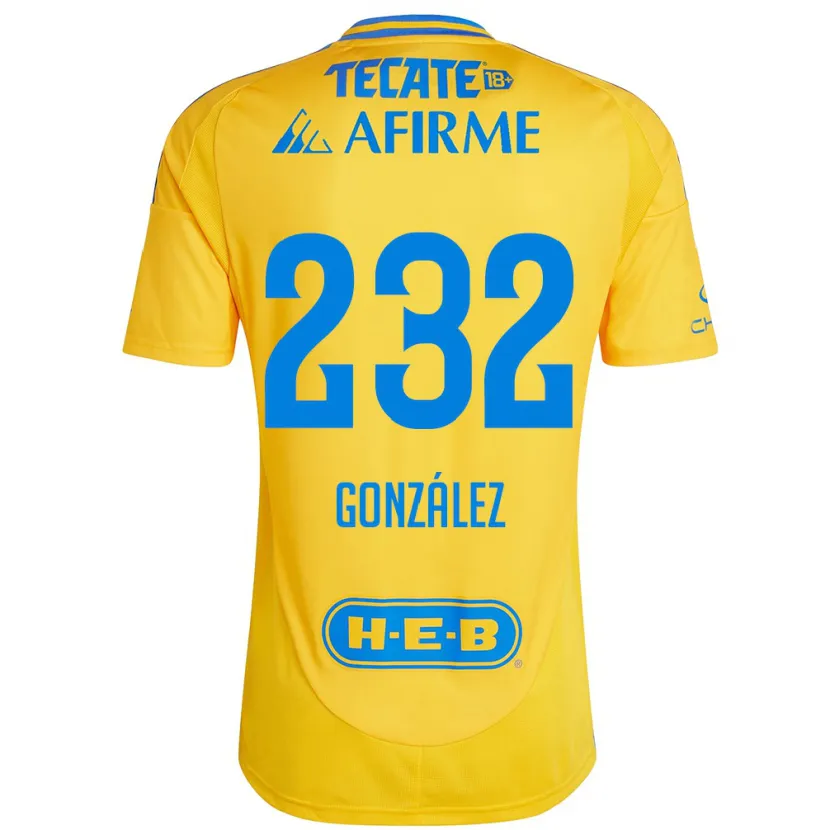 Danxen Women César González #232 Gold Yellow Home Jersey 2024/25 T-Shirt