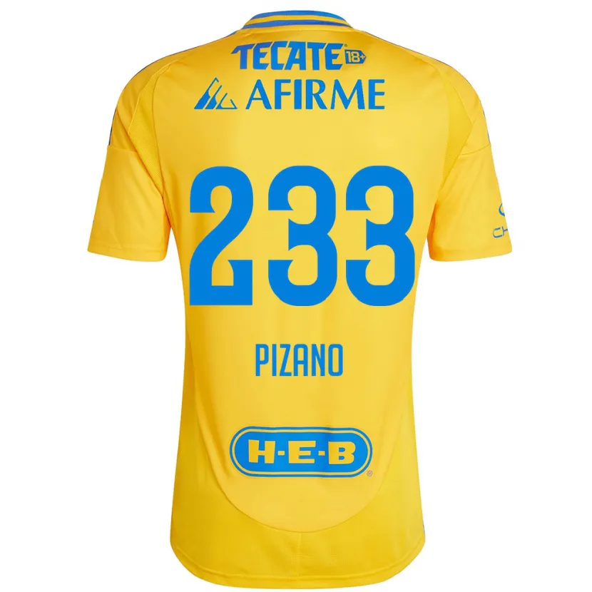 Danxen Women Juan Pizano #233 Gold Yellow Home Jersey 2024/25 T-Shirt