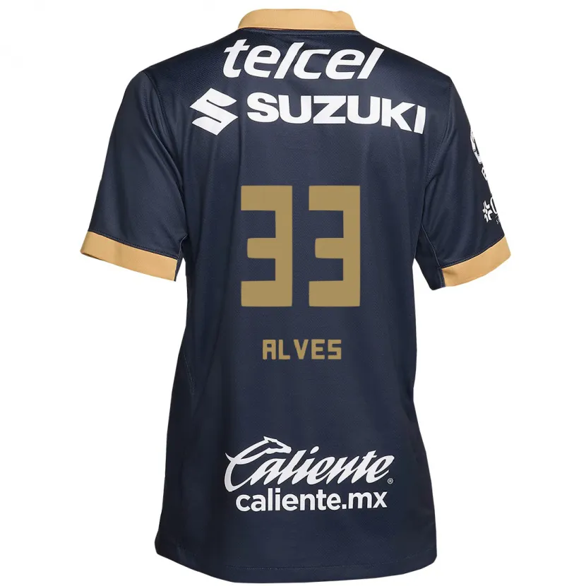 Danxen Women Dani Alves #33 Obsidian Gold White Away Jersey 2024/25 T-Shirt