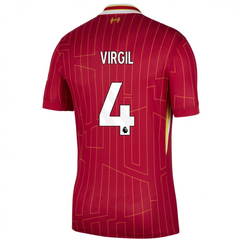 Danxen Kid Virgil Van Dijk #4 Red Yellow White Home Jersey 2024/25 T-Shirt