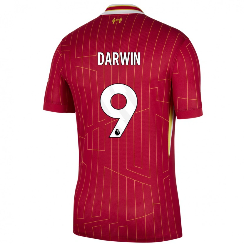 Danxen Kid Darwin Núñez #9 Red Yellow White Home Jersey 2024/25 T-Shirt